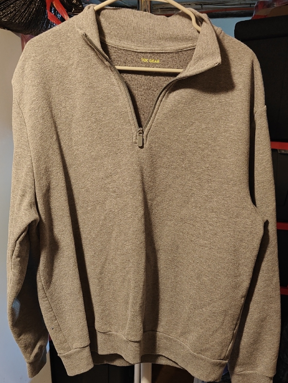 tek gear Men's Zip-Neck Sweater in Taupe Gray